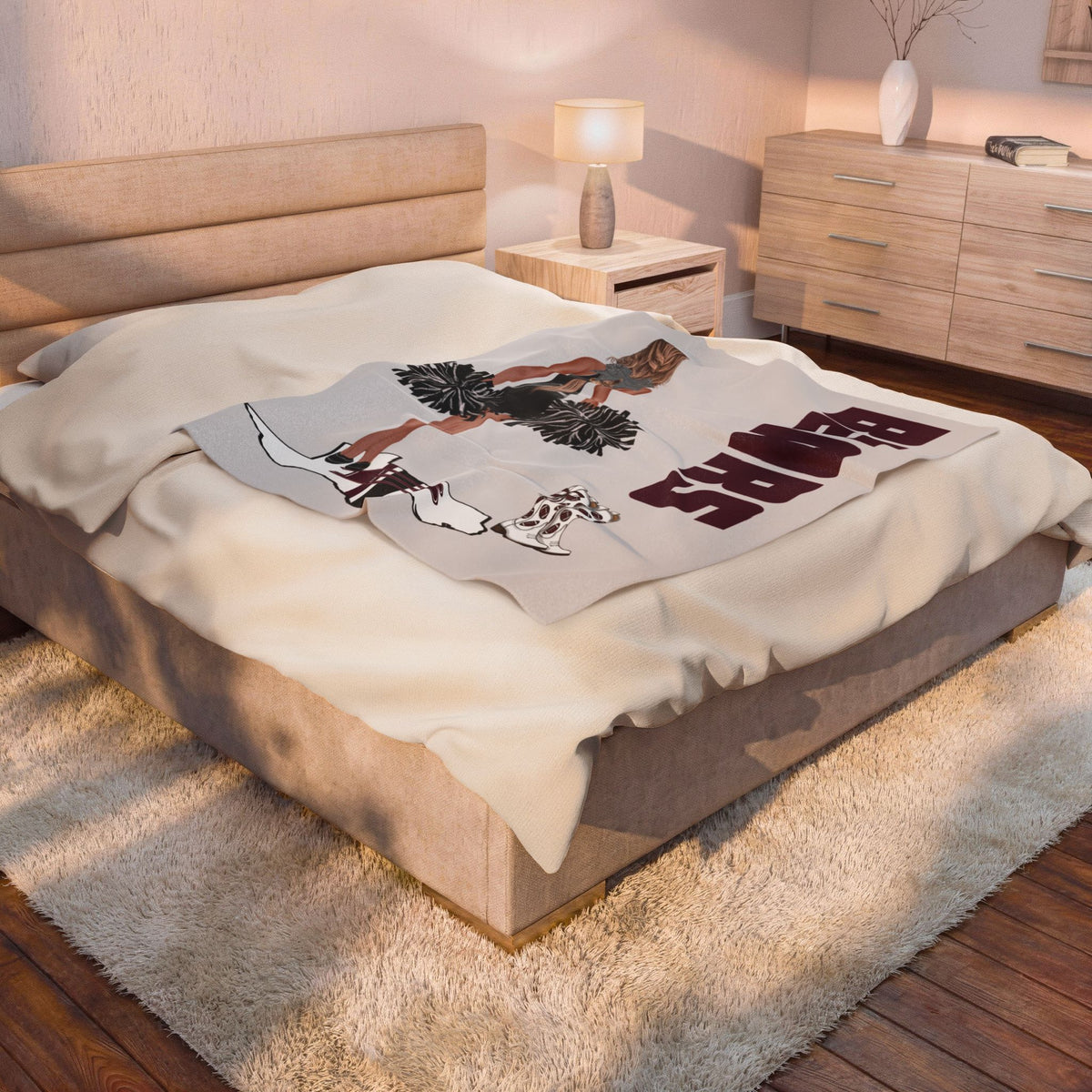 Bears Cheerleader Velveteen Plush Blanket