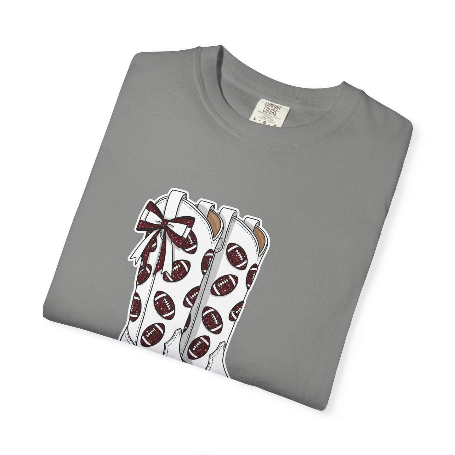 Maroon and White Spirit Wear, Cowboy Boots Graphic T-Shirt, Western Apparel, Country Music Shirt, Cute Gift for Her, Summer Style, Festival Outfit