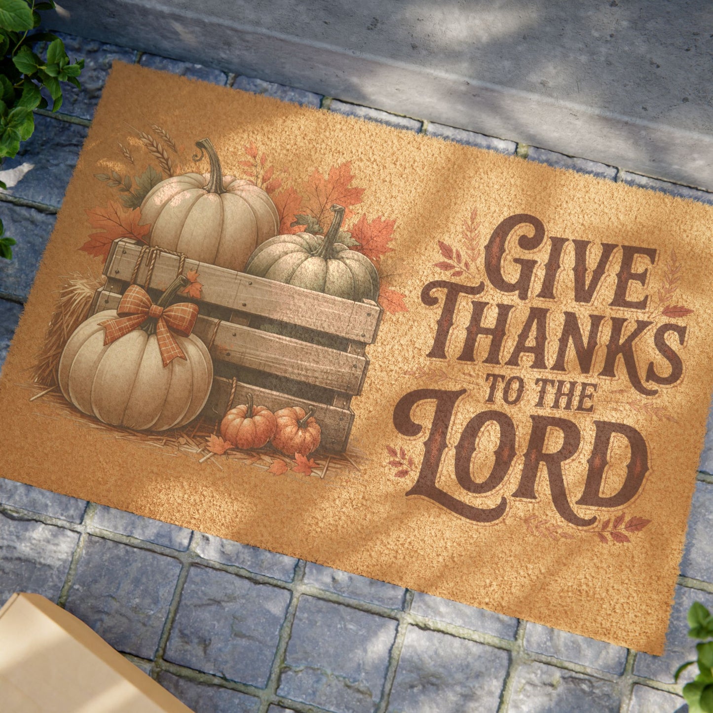 Thankful Pumpkin Doormat | Give Thanks to the Lord Doormat, Fall Decor, Thanksgiving Welcome Mat, Rustic Home Accent, Seasonal Entryway Rug, Harvest Greet