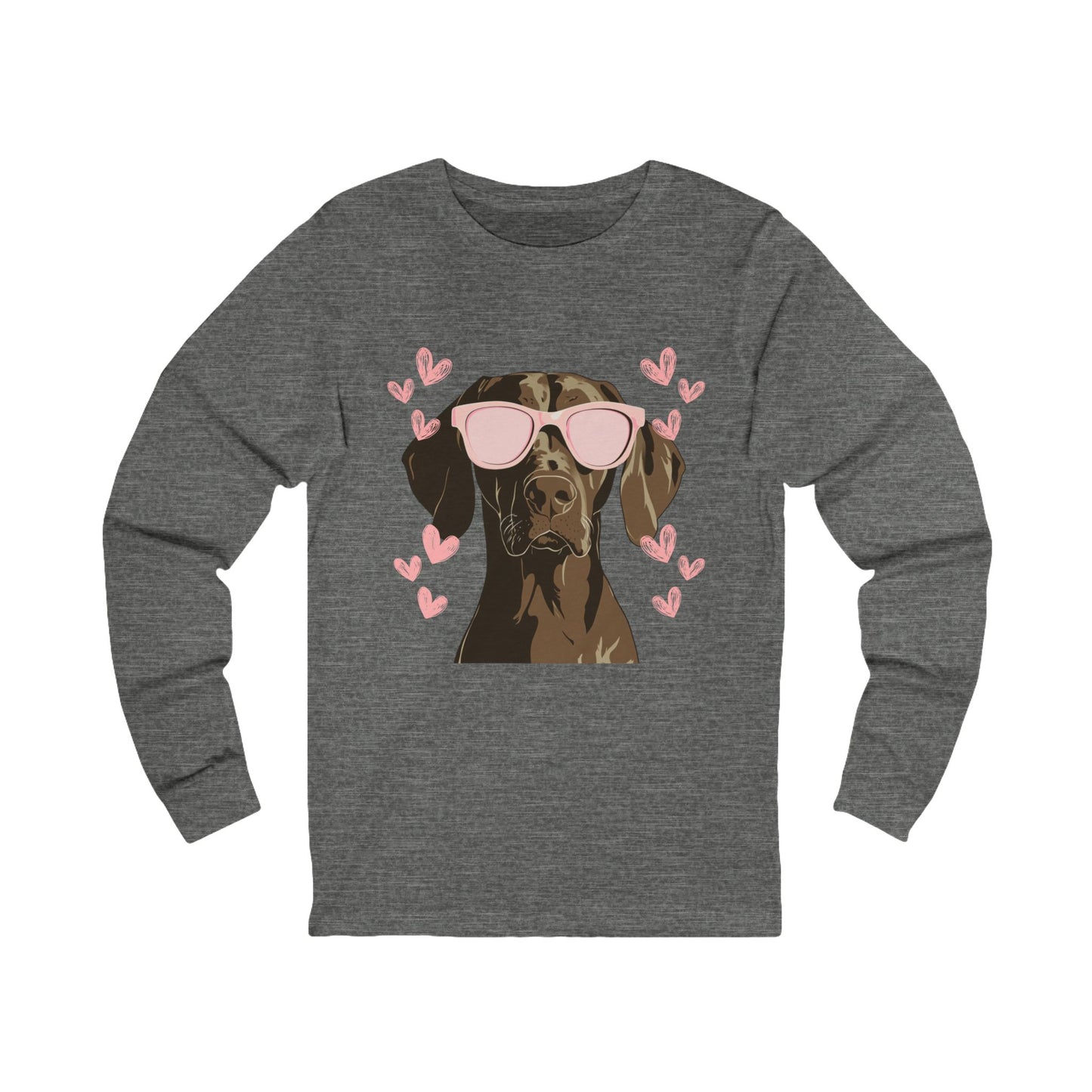 GSP Love | German Shorthaired Pointer with Hearts Unisex Jersey Long Sleeve Tee