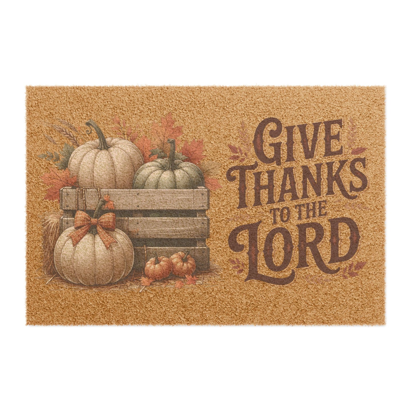 Thankful Pumpkin Doormat | Give Thanks to the Lord Doormat, Fall Decor, Thanksgiving Welcome Mat, Rustic Home Accent, Seasonal Entryway Rug, Harvest Greet