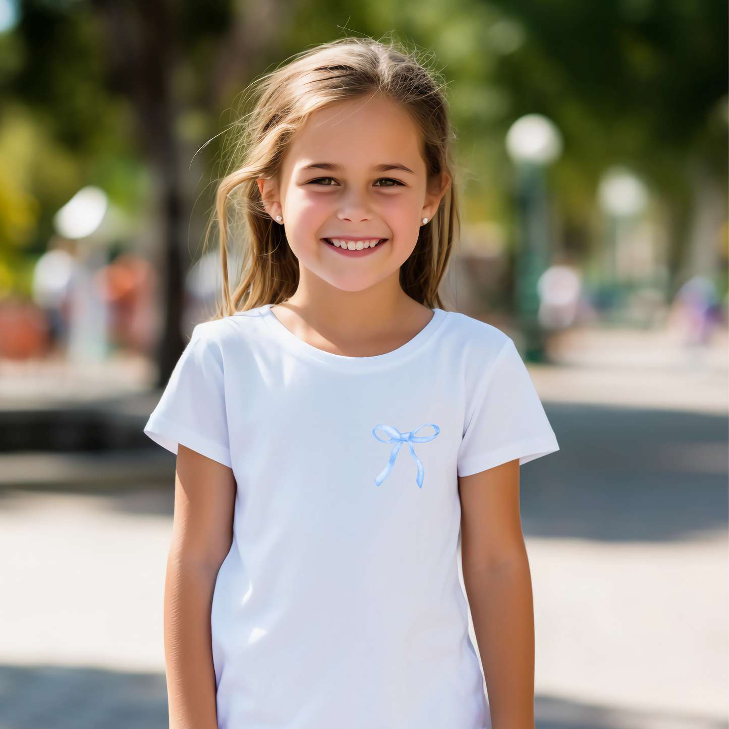 Youth Size Land of the Free Bow Shirt, Coastal Cowgirl, Youth Short Sleeve Tee - Patriotic Graphic Tee, Freedom Shirt, Gift for Kids, Summer Wear, 4th of July, Memorial Day