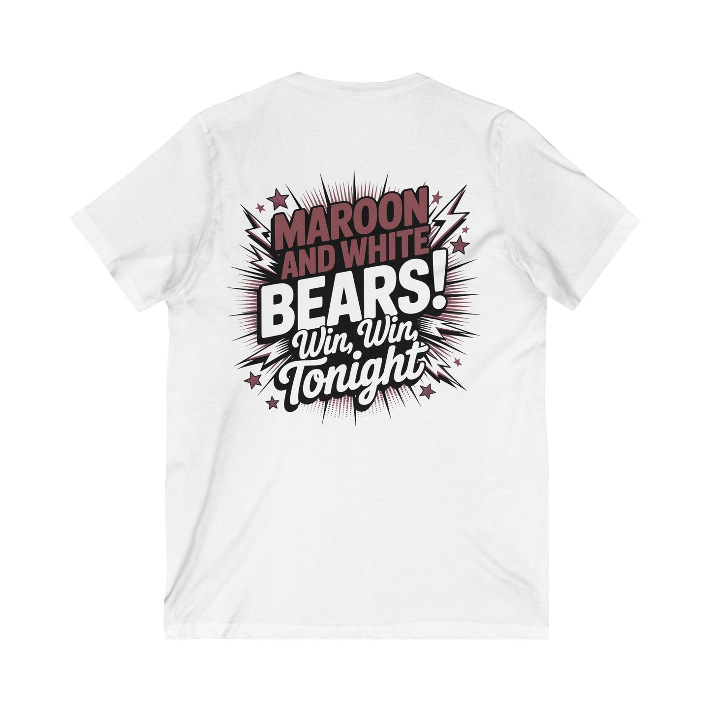 Maroon and White V-Neck, Cheerful Game Day Tee, Sport Fan Shirt, Team Spirit T-Shirt, Unisex V-Neck, Winning Vibes, Perfect for Sports Events