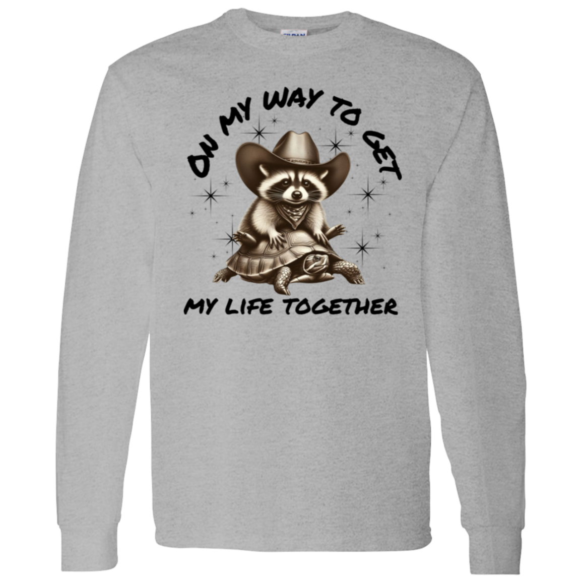 On My Way Raccoon G540 LS T-Shirt 5.3 oz.