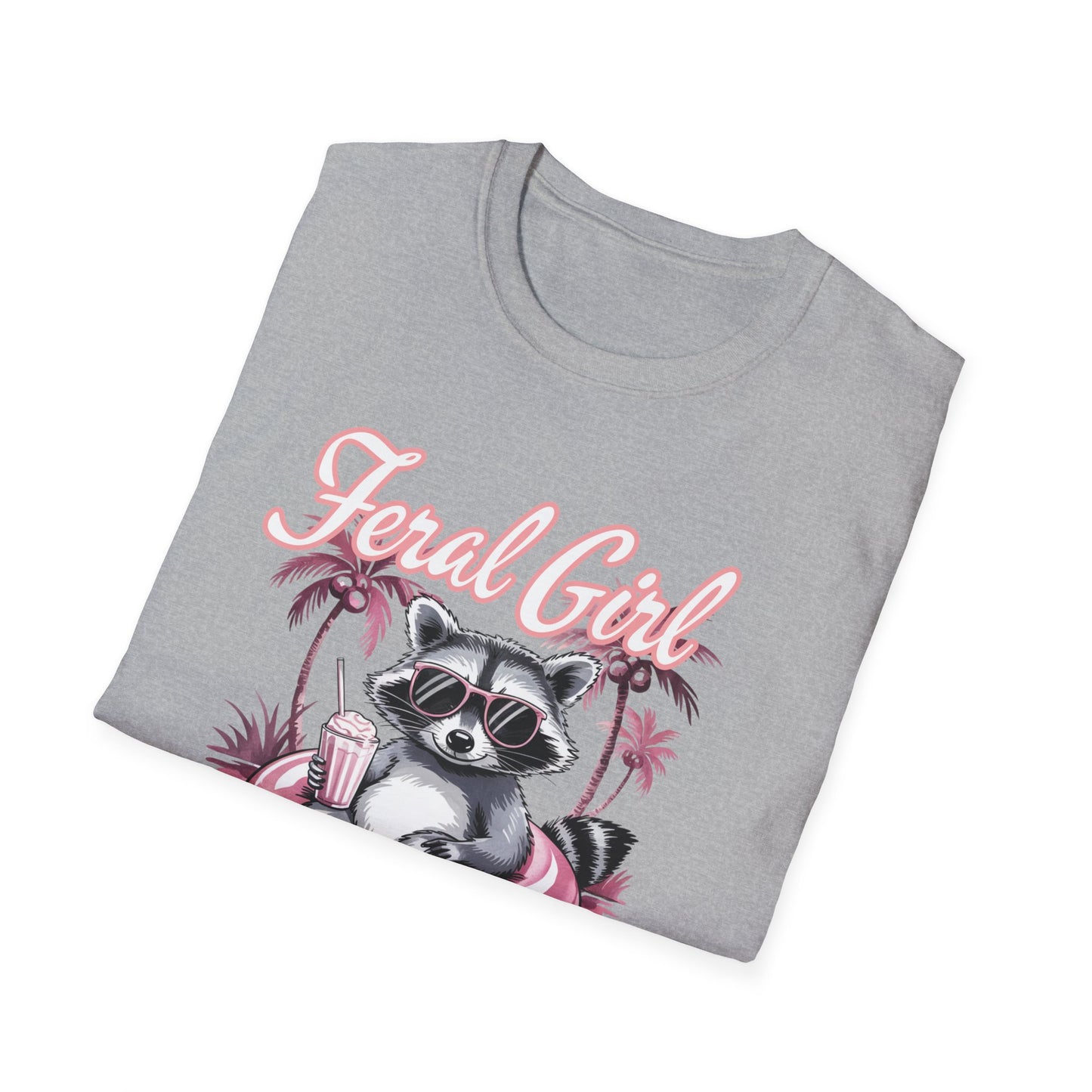 Feral Girl Summer, Trendy Summer T-Shirt, Cute Raccoon Tee, Summer Vibe Apparel, Casual Fashion, Gift for Animal Lovers, Beach Day Essentials