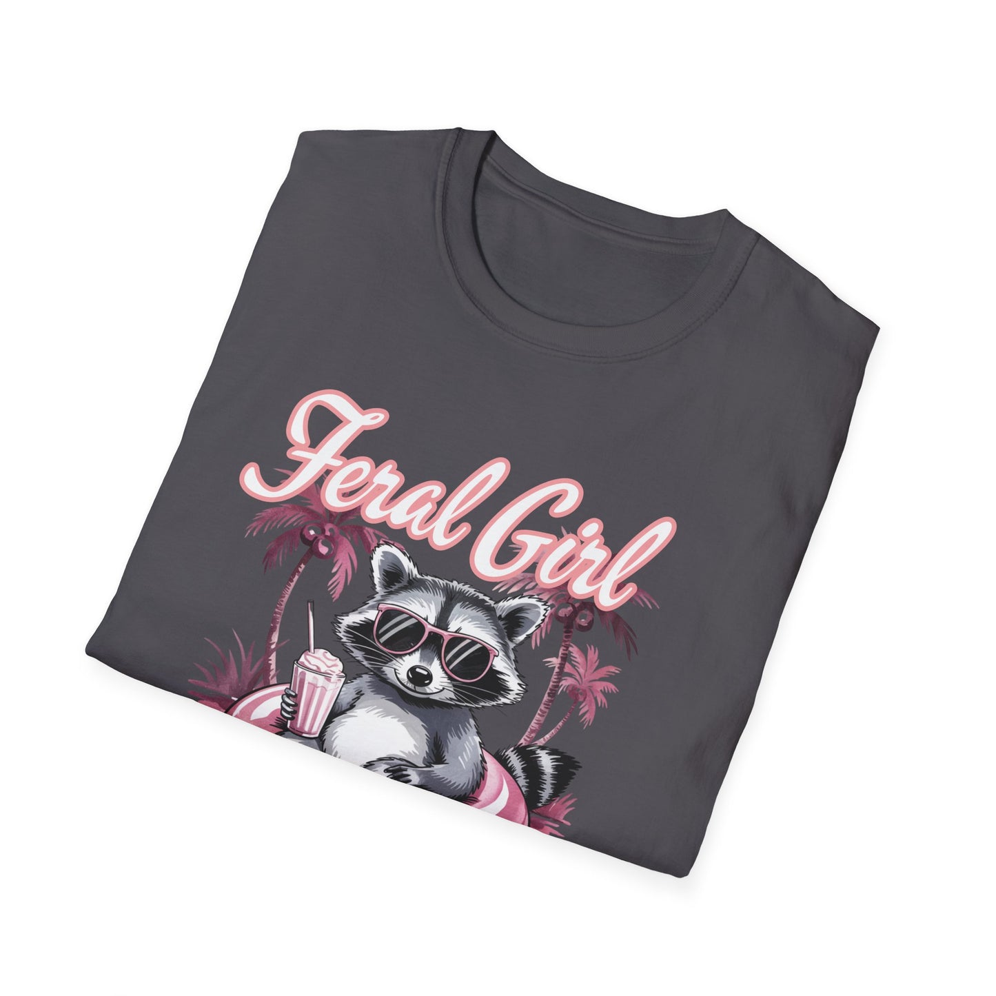Feral Girl Summer, Trendy Summer T-Shirt, Cute Raccoon Tee, Summer Vibe Apparel, Casual Fashion, Gift for Animal Lovers, Beach Day Essentials