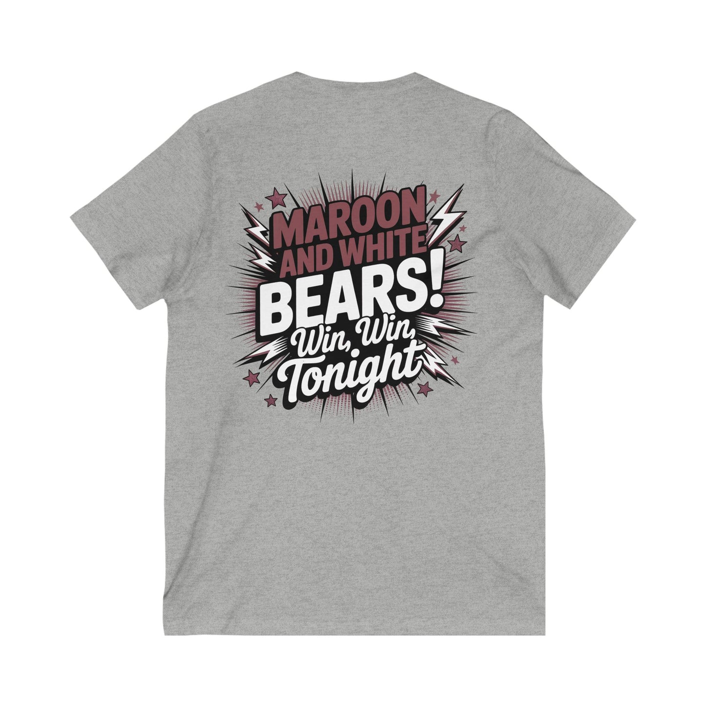 Maroon and White V-Neck, Cheerful Game Day Tee, Sport Fan Shirt, Team Spirit T-Shirt, Unisex V-Neck, Winning Vibes, Perfect for Sports Events