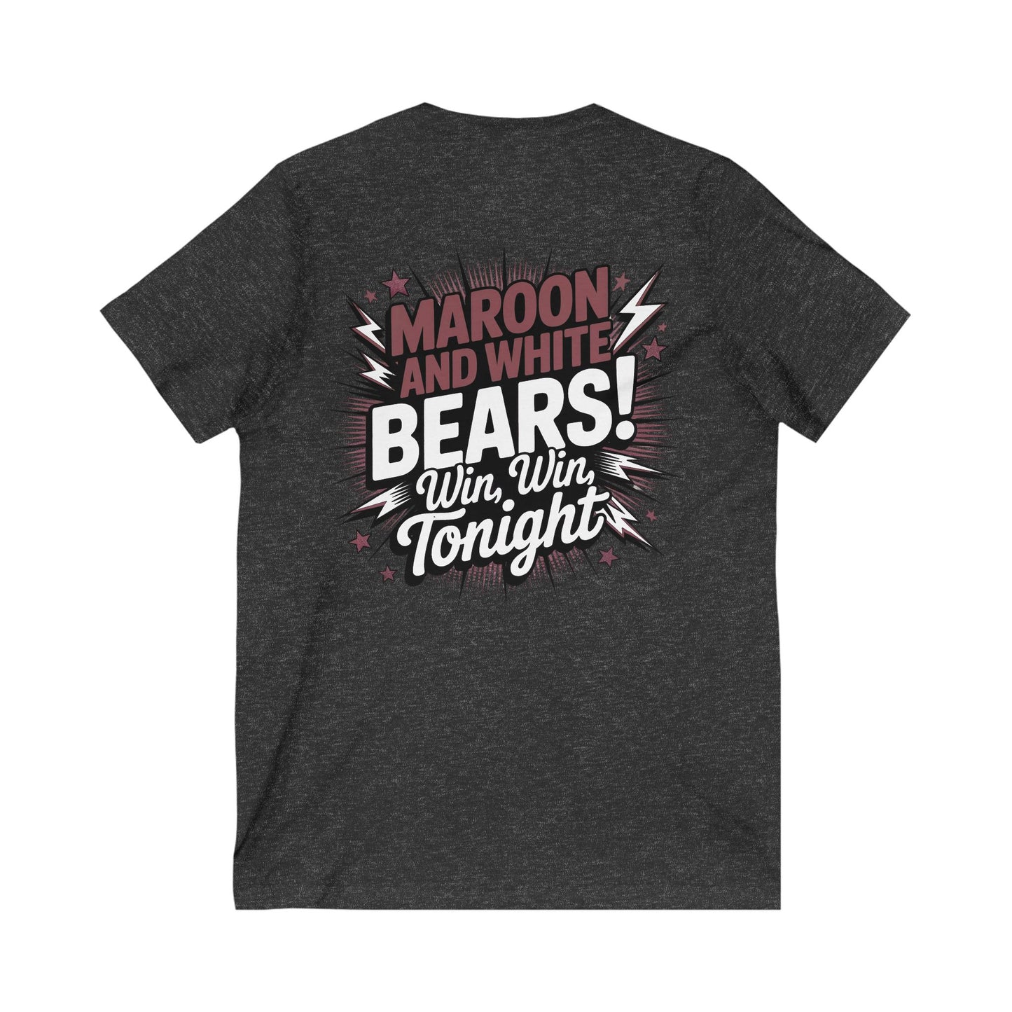 Maroon and White V-Neck, Cheerful Game Day Tee, Sport Fan Shirt, Team Spirit T-Shirt, Unisex V-Neck, Winning Vibes, Perfect for Sports Events