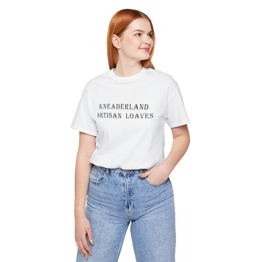 Kneaderland Artisan Loaves (front/back)Tee, Unisex Short Sleeve T-Shirt, Cozy Casual Wear, Perfect for Bakers or Foodies, Great for Gifts & Events