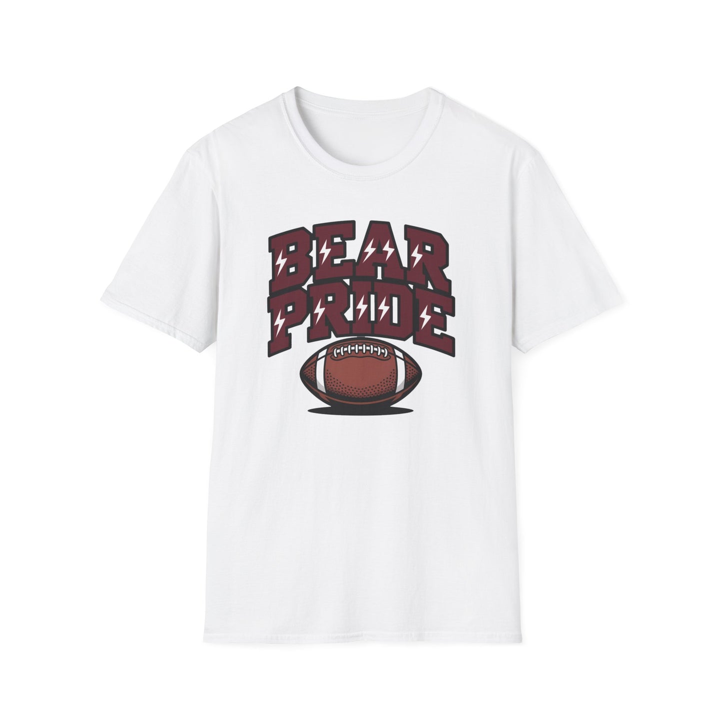 Bear Pride (Maroon Letters) Football T-Shirt, Unisex Softstyle Tee, Sports Fan Apparel, Gift for Dads, Graduation, Game Day Outfit