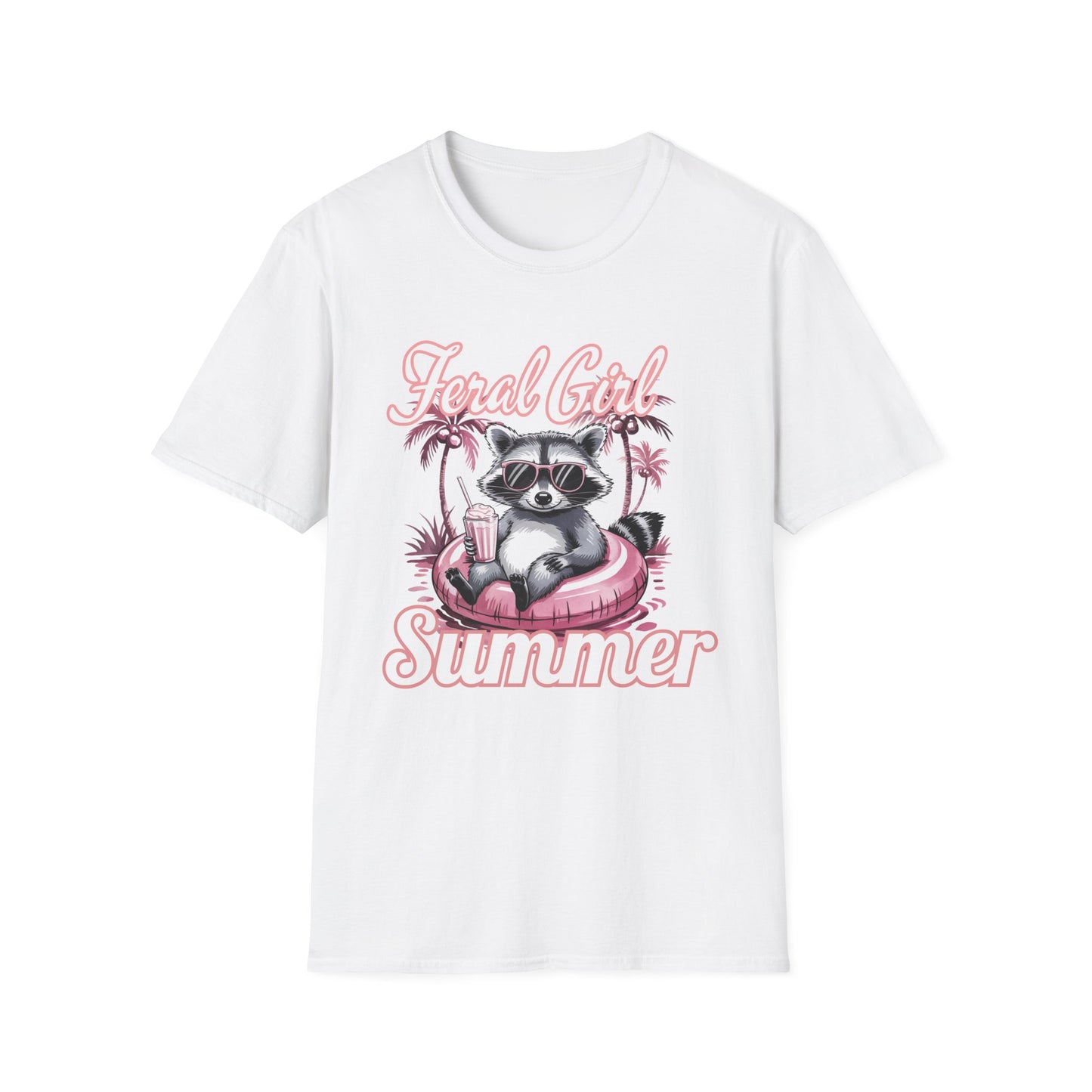Feral Girl Summer, Trendy Summer T-Shirt, Cute Raccoon Tee, Summer Vibe Apparel, Casual Fashion, Gift for Animal Lovers, Beach Day Essentials