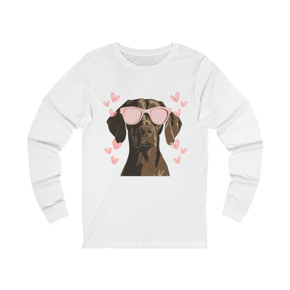 GSP Love | German Shorthaired Pointer with Hearts Unisex Jersey Long Sleeve Tee