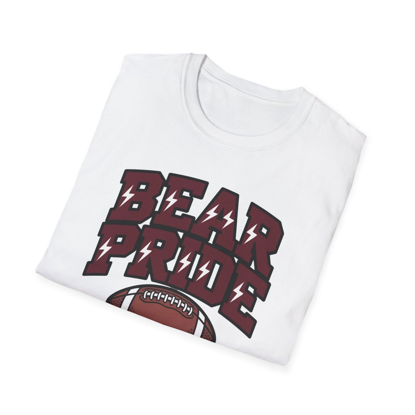 Bear Pride (Maroon Letters) Football T-Shirt, Unisex Softstyle Tee, Sports Fan Apparel, Gift for Dads, Graduation, Game Day Outfit
