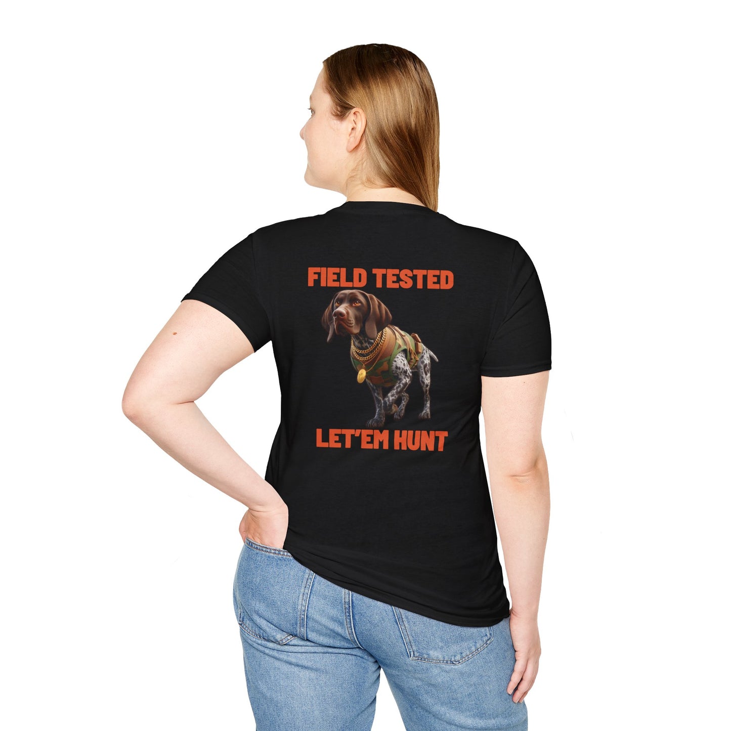Field Tested Let'em Hunt GSP, Field Tested Gun Dog, German Short-Haired Pointer Tactical Hunting Dog Lover's Big Energy T-Shirt, Hunting Dog
