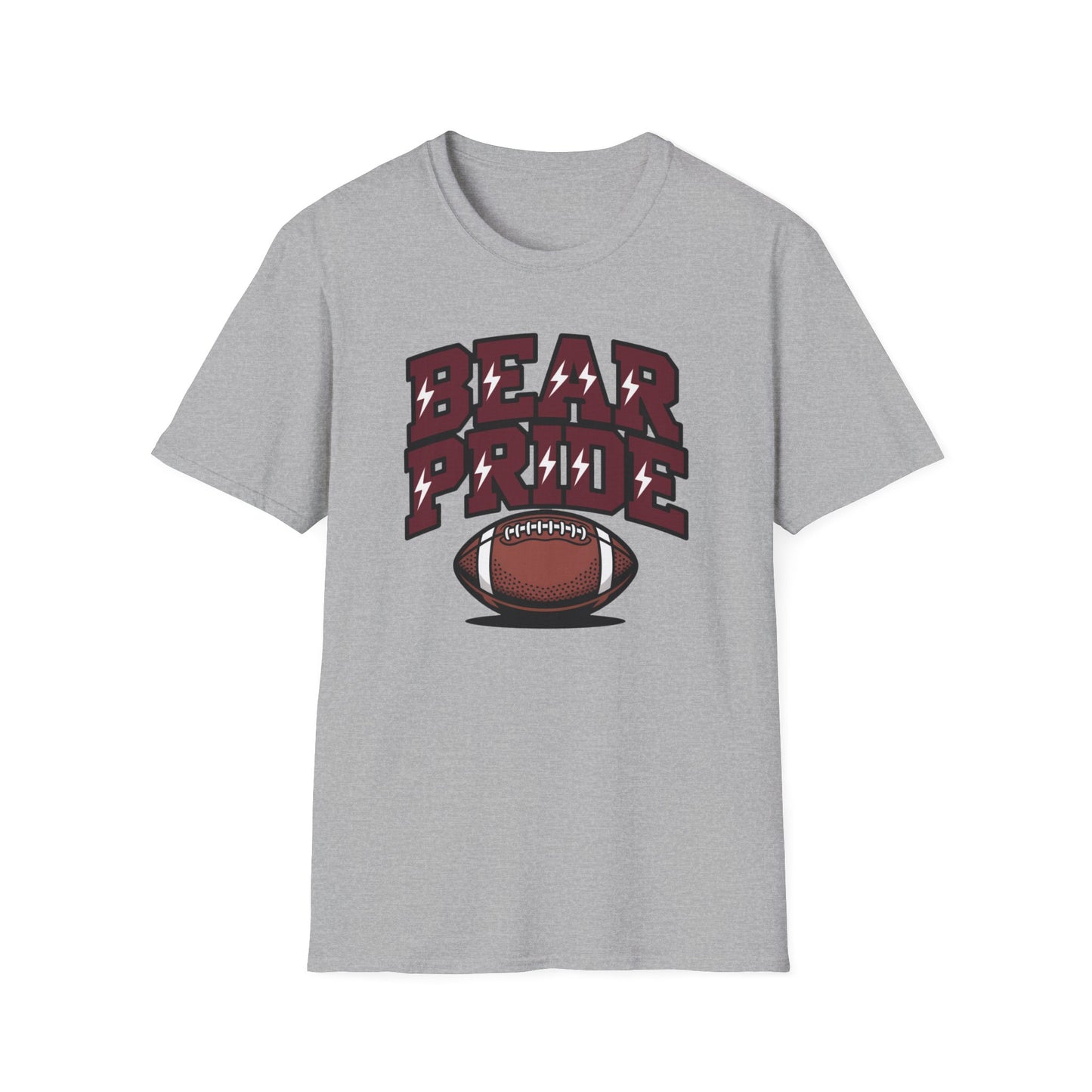 Bear Pride (Maroon Letters) Football T-Shirt, Unisex Softstyle Tee, Sports Fan Apparel, Gift for Dads, Graduation, Game Day Outfit