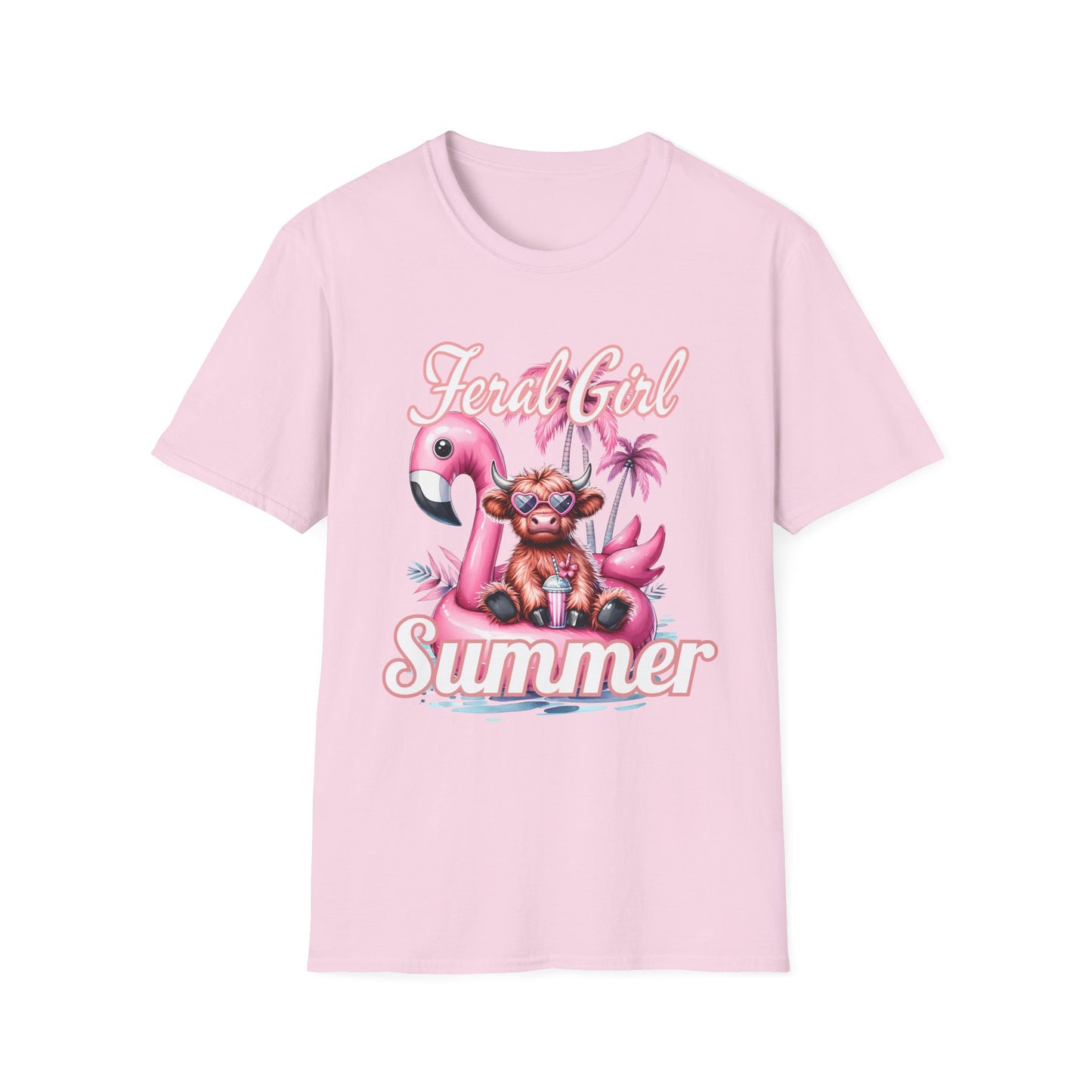 Highland Floral Girl Summer T-Shirt, Summer Apparel, Vacation Tee, Tropical Shirt, Beach Outfit, Gift for Her