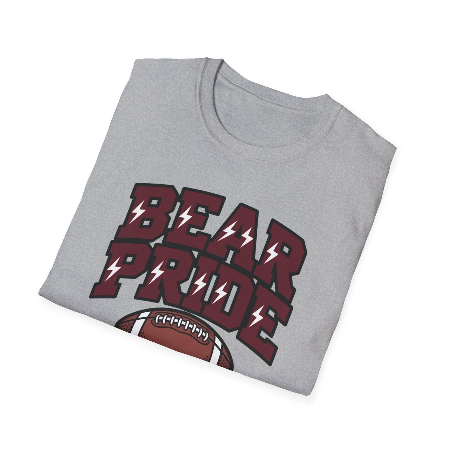 Bear Pride (Maroon Letters) Football T-Shirt, Unisex Softstyle Tee, Sports Fan Apparel, Gift for Dads, Graduation, Game Day Outfit