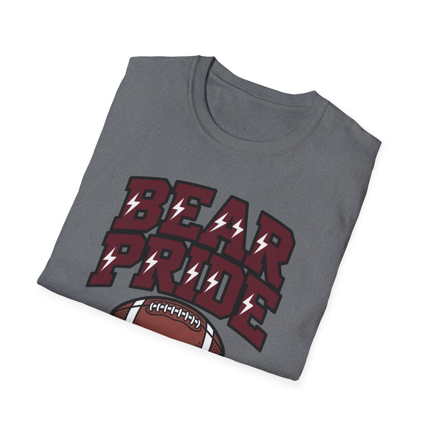 Bear Pride (Maroon Letters) Football T-Shirt, Unisex Softstyle Tee, Sports Fan Apparel, Gift for Dads, Graduation, Game Day Outfit