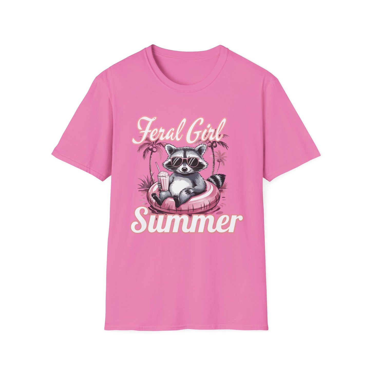 Feral Girl Summer, Trendy Summer T-Shirt, Cute Raccoon Tee, Summer Vibe Apparel, Casual Fashion, Gift for Animal Lovers, Beach Day Essentials
