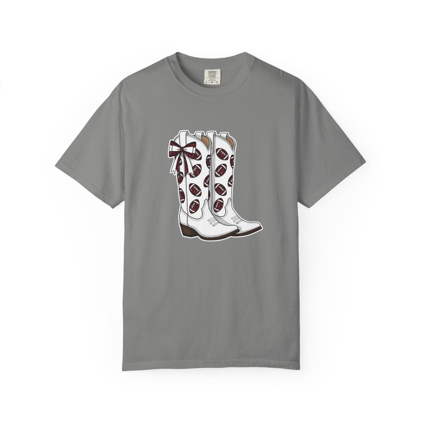 Maroon and White Spirit Wear, Cowboy Boots Graphic T-Shirt, Western Apparel, Country Music Shirt, Cute Gift for Her, Summer Style, Festival Outfit