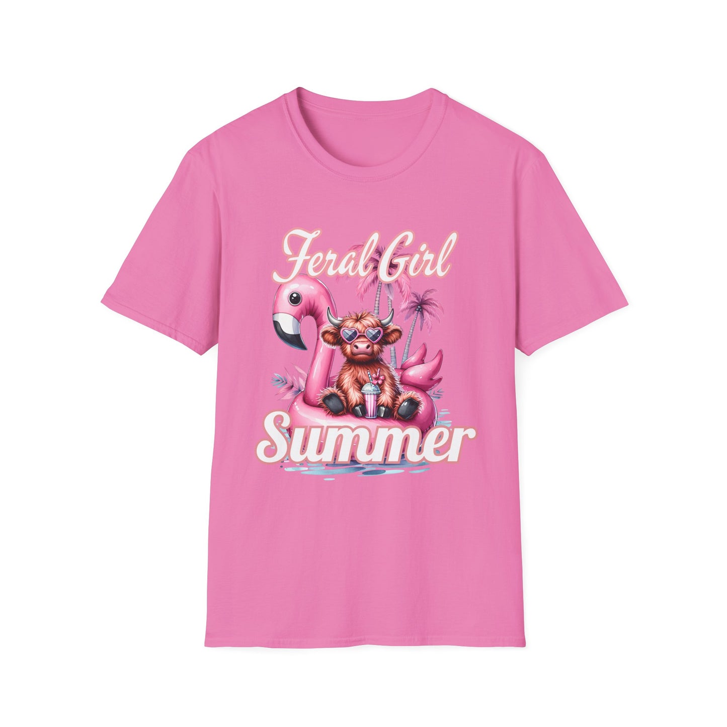 Highland Floral Girl Summer T-Shirt, Summer Apparel, Vacation Tee, Tropical Shirt, Beach Outfit, Gift for Her