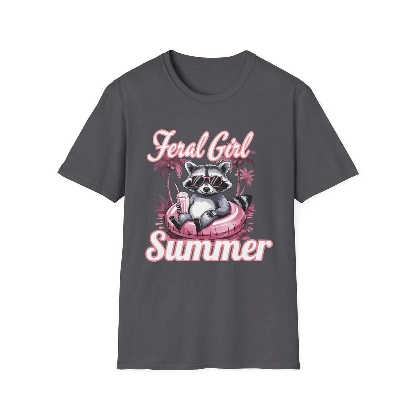 Feral Girl Summer, Trendy Summer T-Shirt, Cute Raccoon Tee, Summer Vibe Apparel, Casual Fashion, Gift for Animal Lovers, Beach Day Essentials