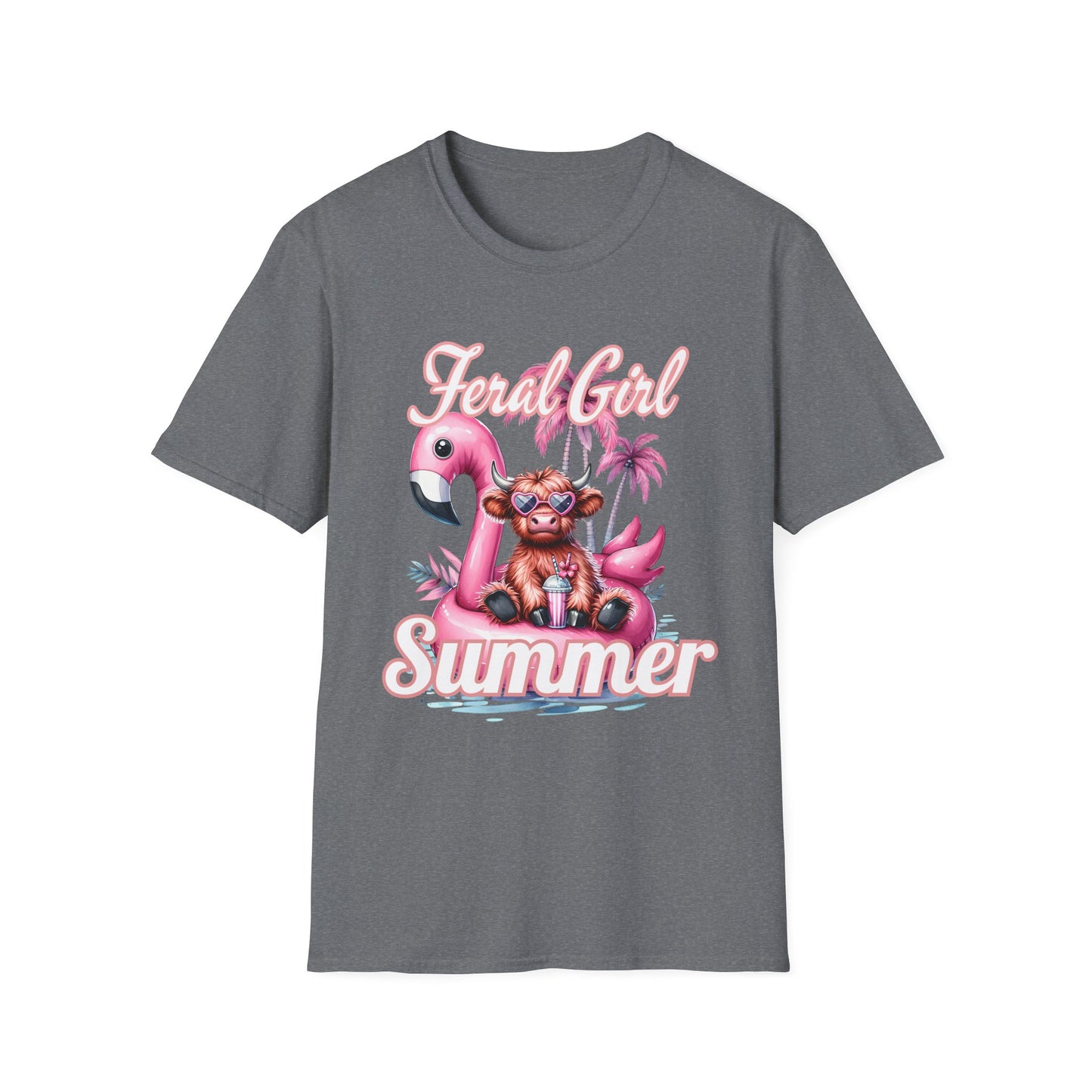 Highland Floral Girl Summer T-Shirt, Summer Apparel, Vacation Tee, Tropical Shirt, Beach Outfit, Gift for Her