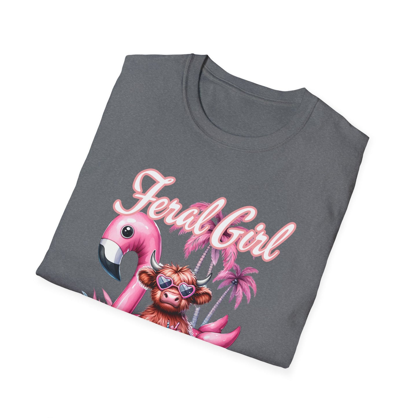 Highland Floral Girl Summer T-Shirt, Summer Apparel, Vacation Tee, Tropical Shirt, Beach Outfit, Gift for Her