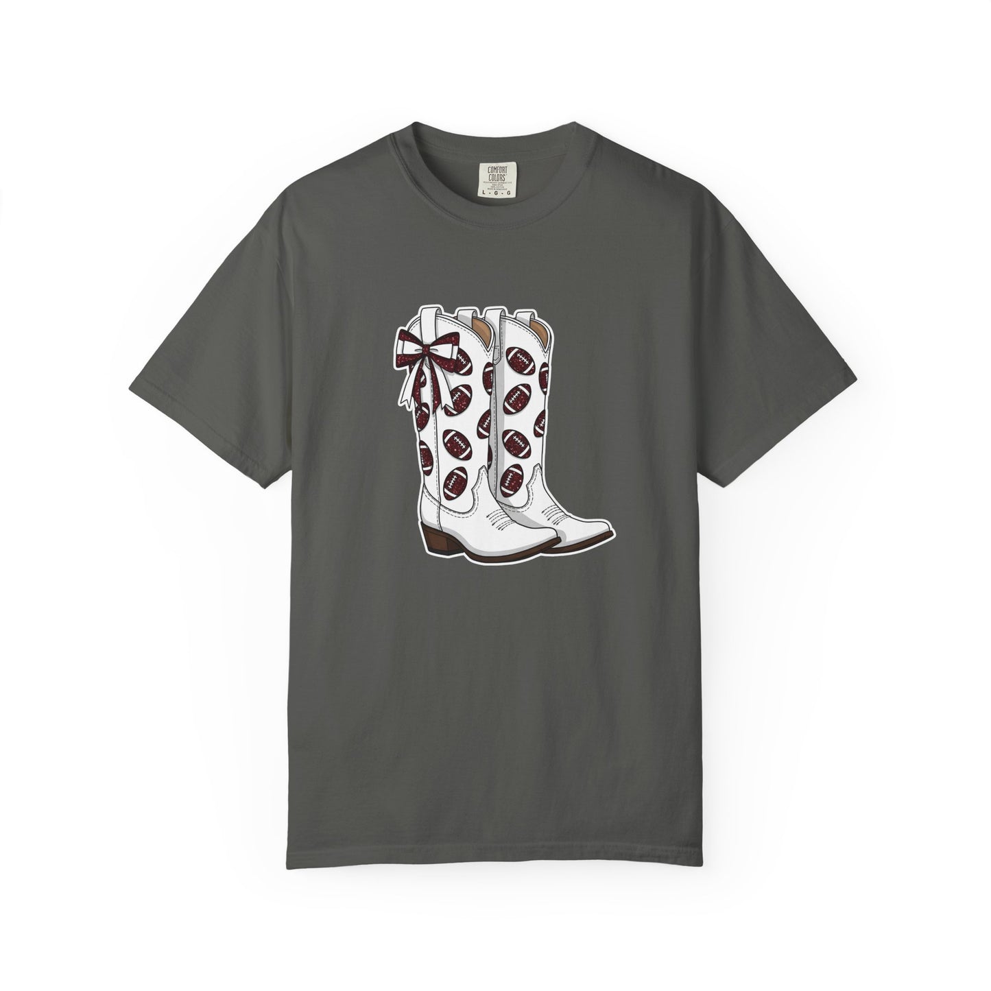 Maroon and White Spirit Wear, Cowboy Boots Graphic T-Shirt, Western Apparel, Country Music Shirt, Cute Gift for Her, Summer Style, Festival Outfit