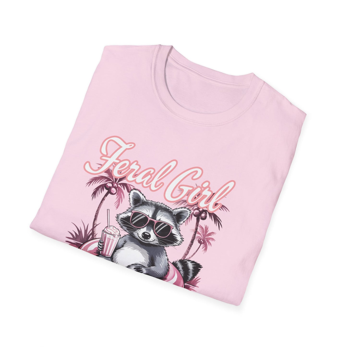 Feral Girl Summer, Trendy Summer T-Shirt, Cute Raccoon Tee, Summer Vibe Apparel, Casual Fashion, Gift for Animal Lovers, Beach Day Essentials