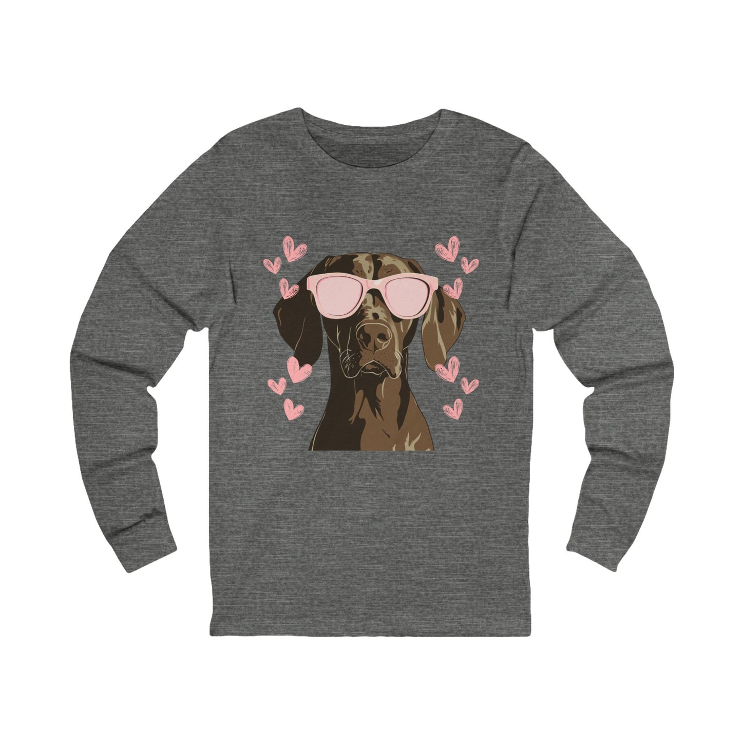 GSP Love | German Shorthaired Pointer with Hearts Unisex Jersey Long Sleeve Tee