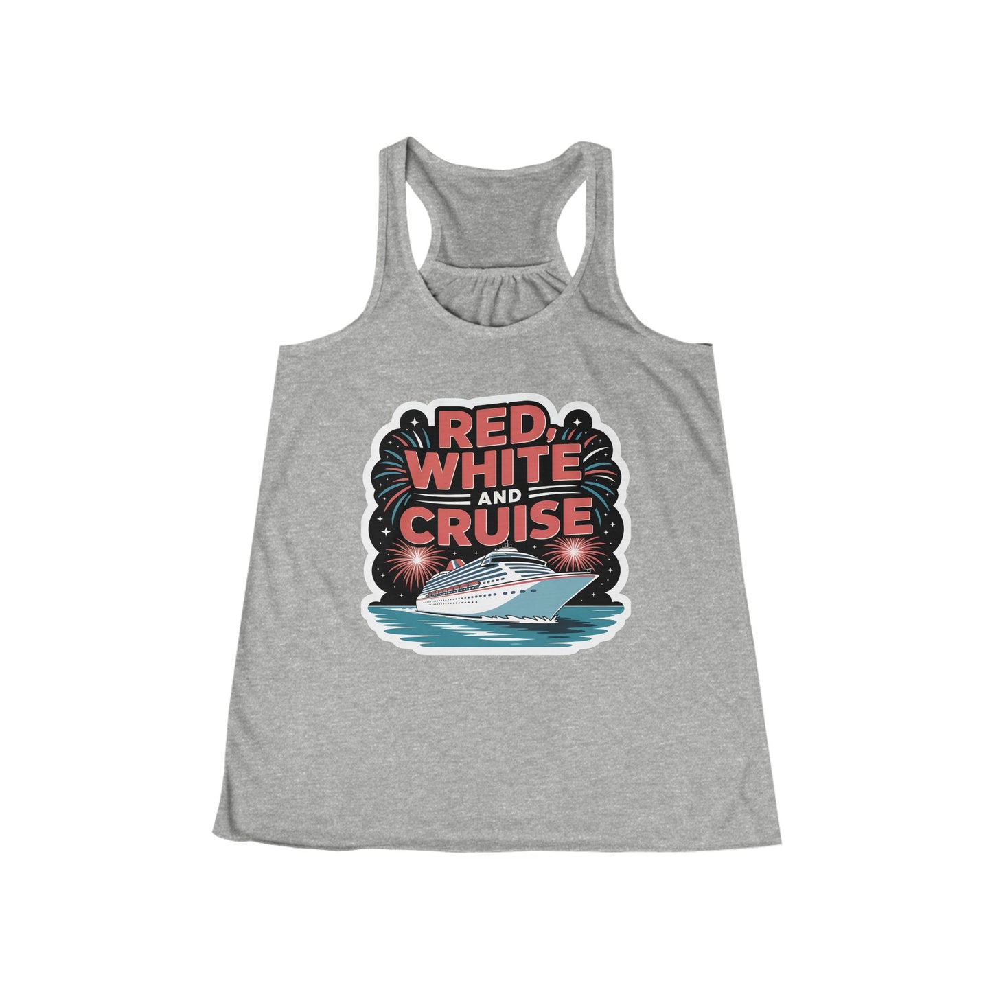 Red, White and Cruise Women's Flowy Racerback Tank - Perfect for Summer Cruises, 4th of July Celebrations, Beach Days, Vacation Wear, [...]