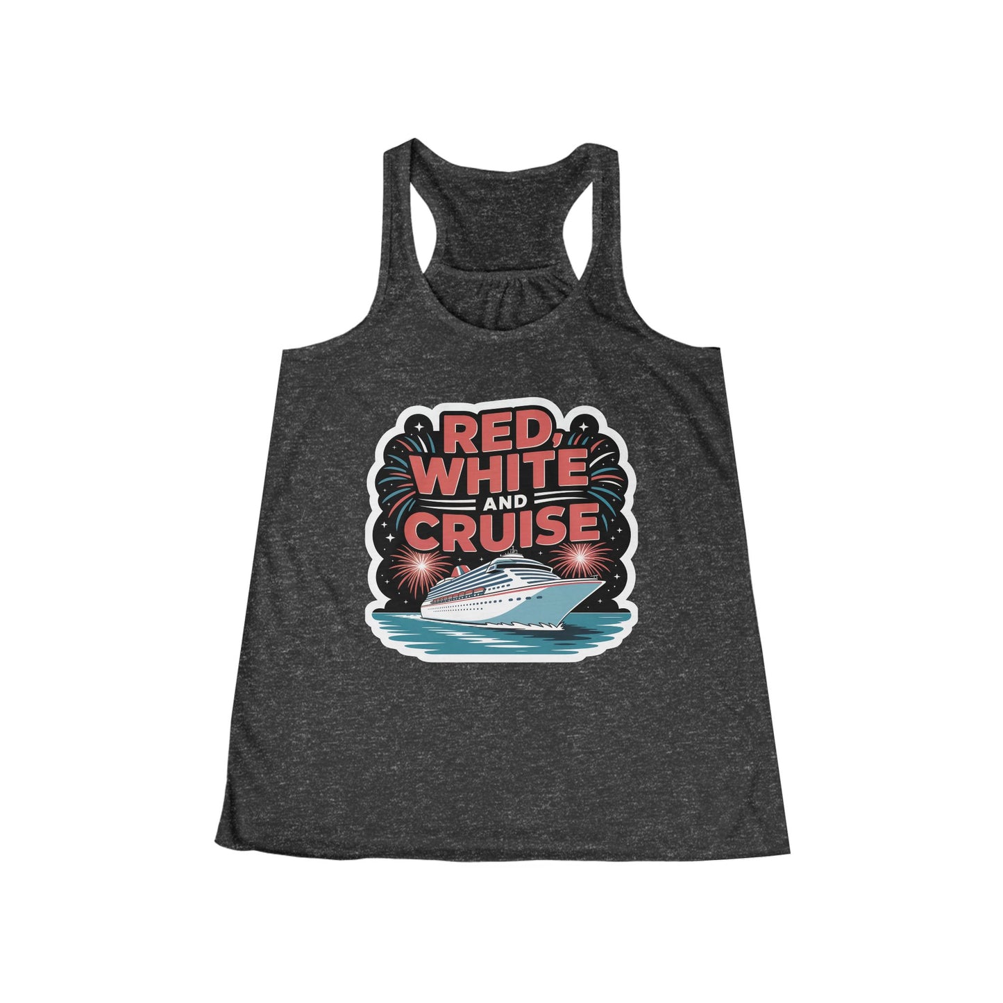 Red, White and Cruise Women's Flowy Racerback Tank - Perfect for Summer Cruises, 4th of July Celebrations, Beach Days, Vacation Wear, [...]