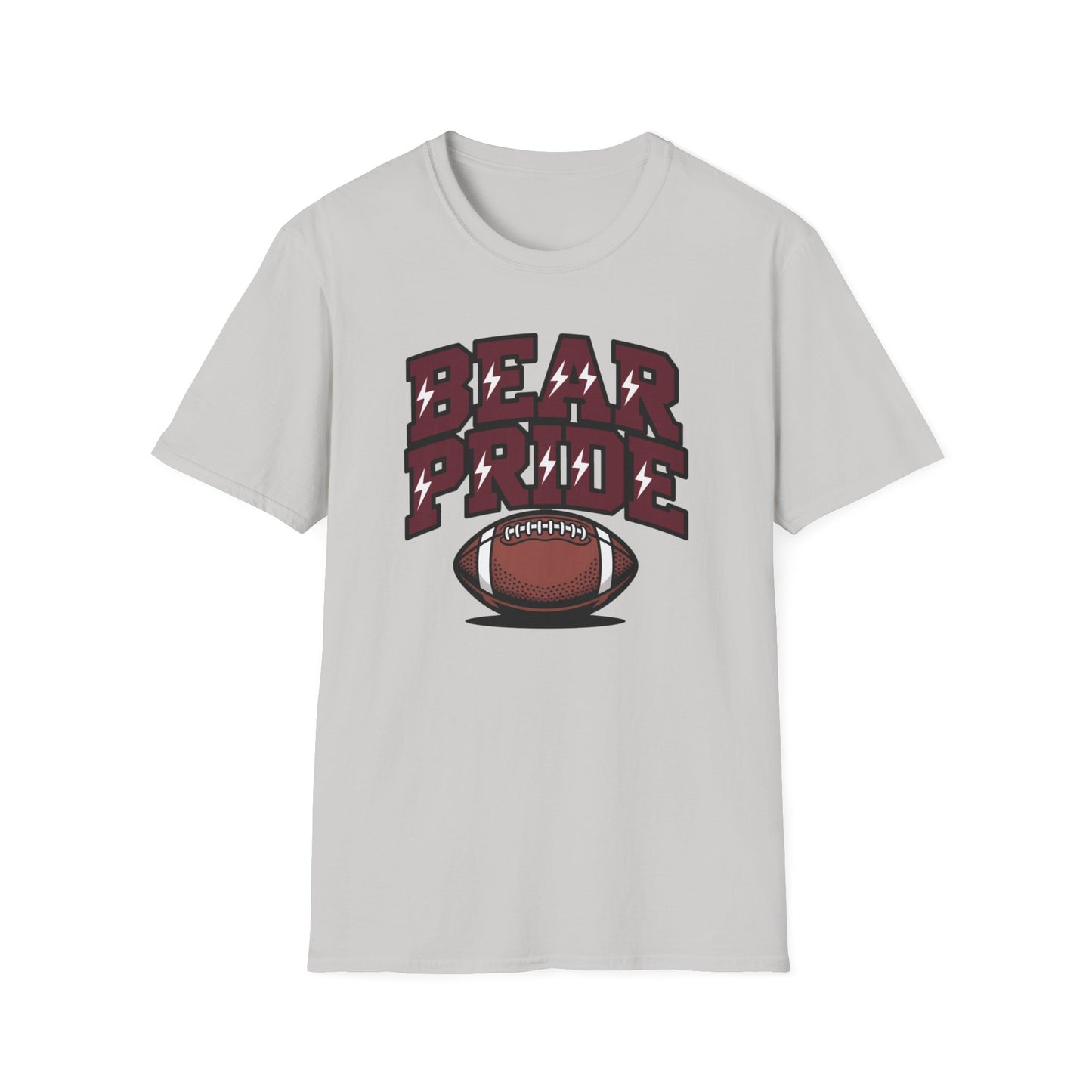 Bear Pride (Maroon Letters) Football T-Shirt, Unisex Softstyle Tee, Sports Fan Apparel, Gift for Dads, Graduation, Game Day Outfit