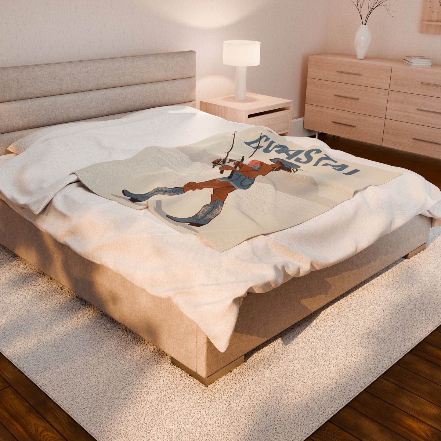 Coastal Fishing Velveteen Plush Blanket, Cozy Throw for Beach Lovers, Perfect Gift for Outdoorsy Friends, Summer Decor, Coastal Home