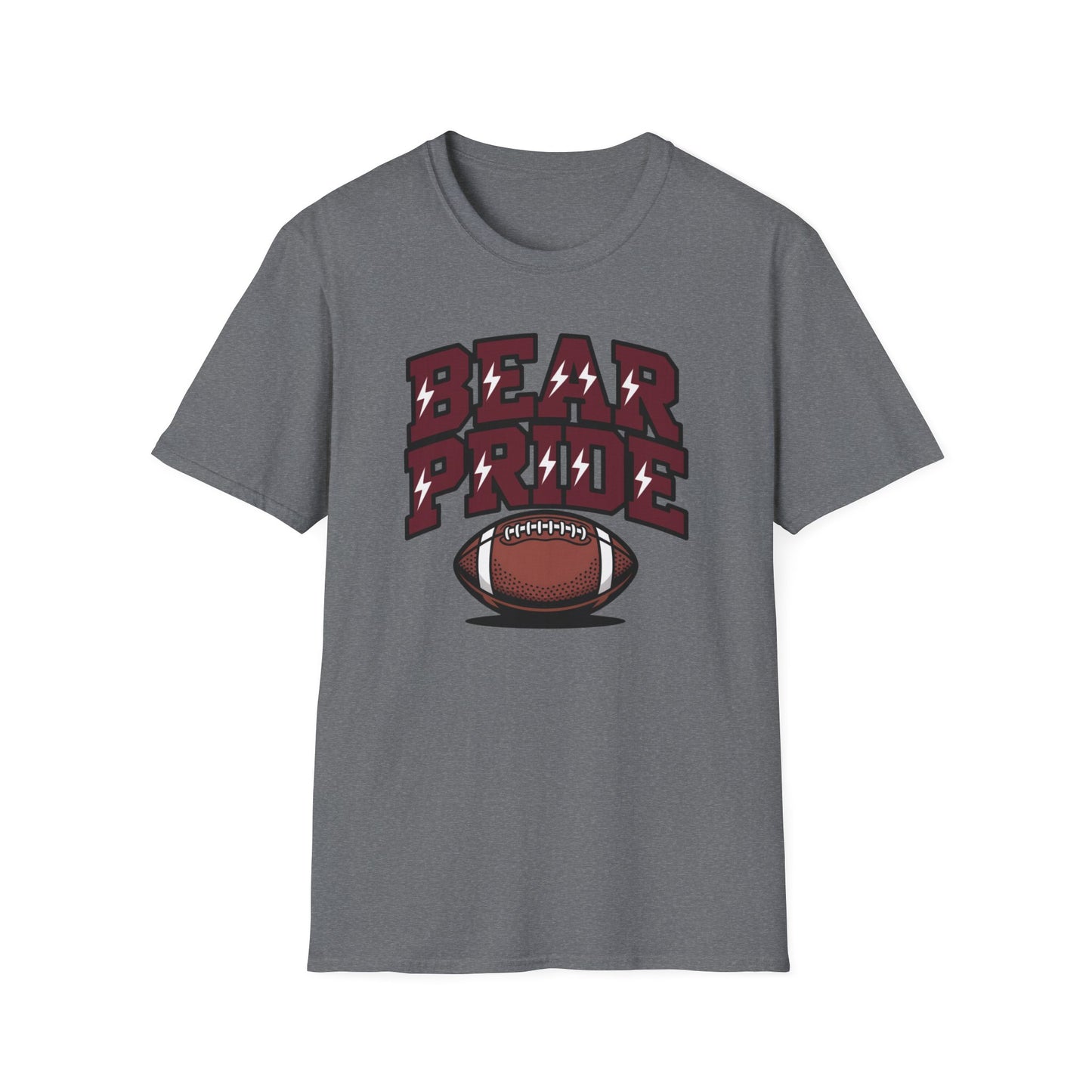 Bear Pride (Maroon Letters) Football T-Shirt, Unisex Softstyle Tee, Sports Fan Apparel, Gift for Dads, Graduation, Game Day Outfit