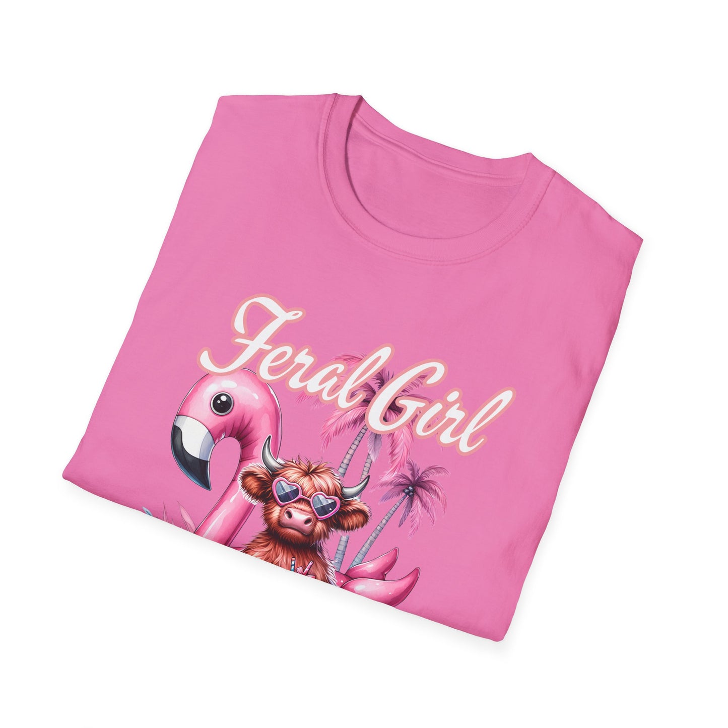 Highland Floral Girl Summer T-Shirt, Summer Apparel, Vacation Tee, Tropical Shirt, Beach Outfit, Gift for Her