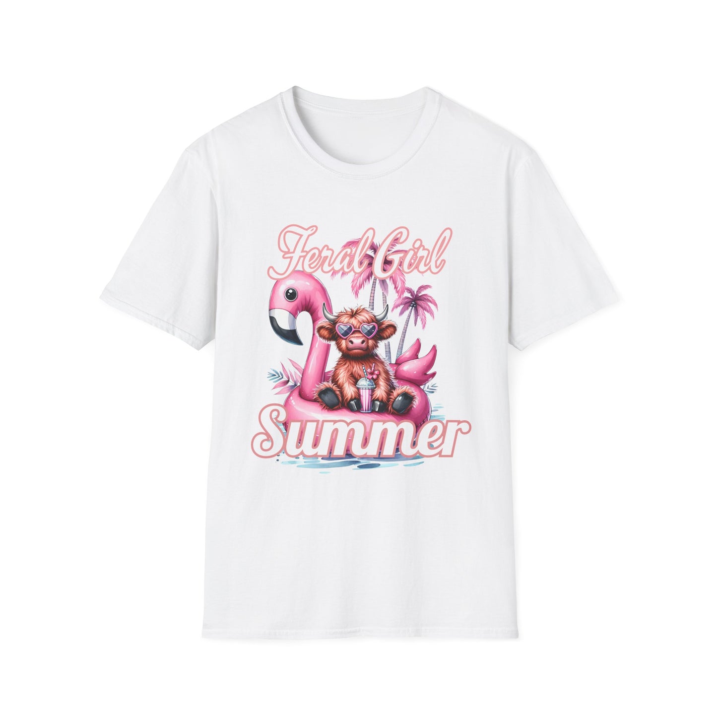Highland Floral Girl Summer T-Shirt, Summer Apparel, Vacation Tee, Tropical Shirt, Beach Outfit, Gift for Her