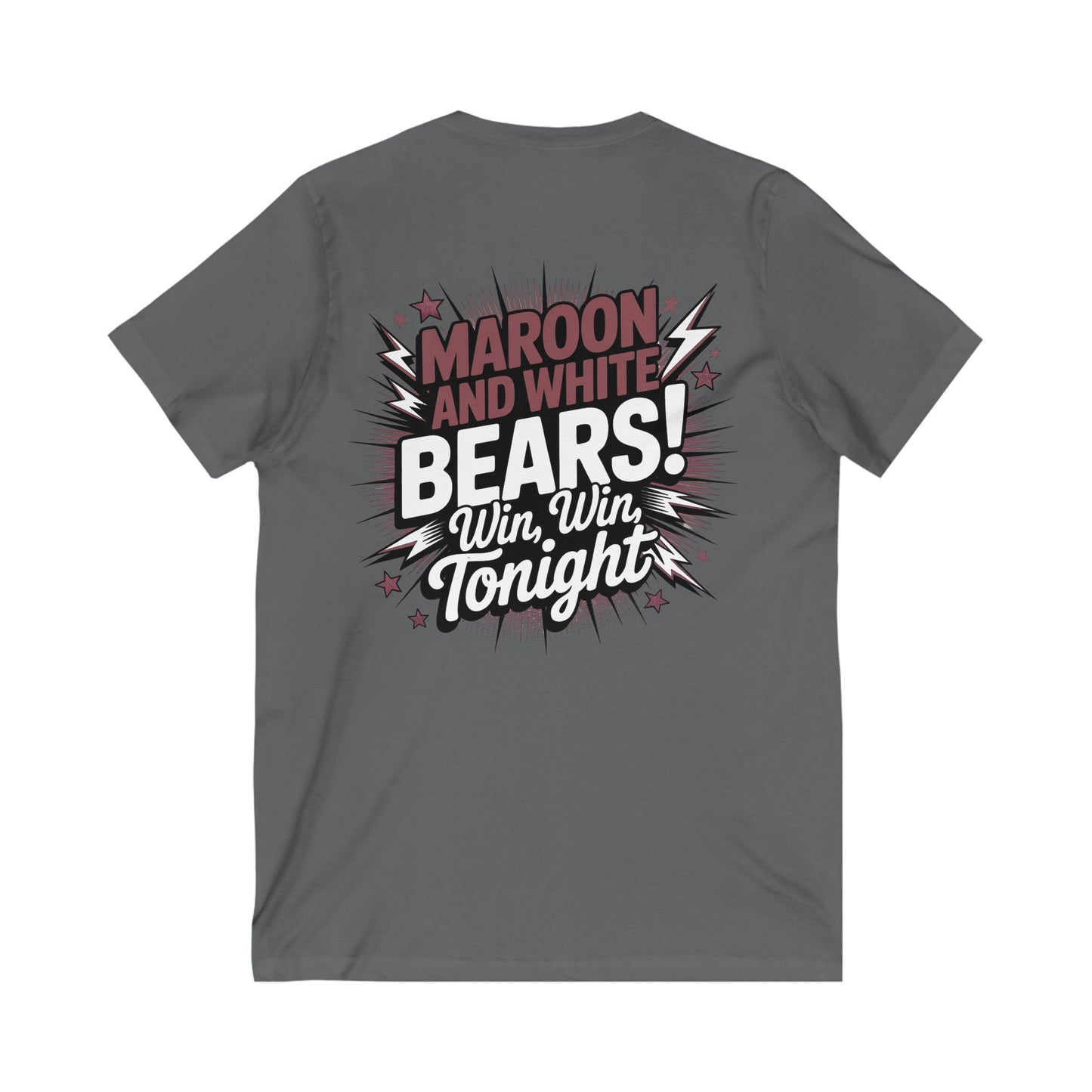 Maroon and White V-Neck, Cheerful Game Day Tee, Sport Fan Shirt, Team Spirit T-Shirt, Unisex V-Neck, Winning Vibes, Perfect for Sports Events