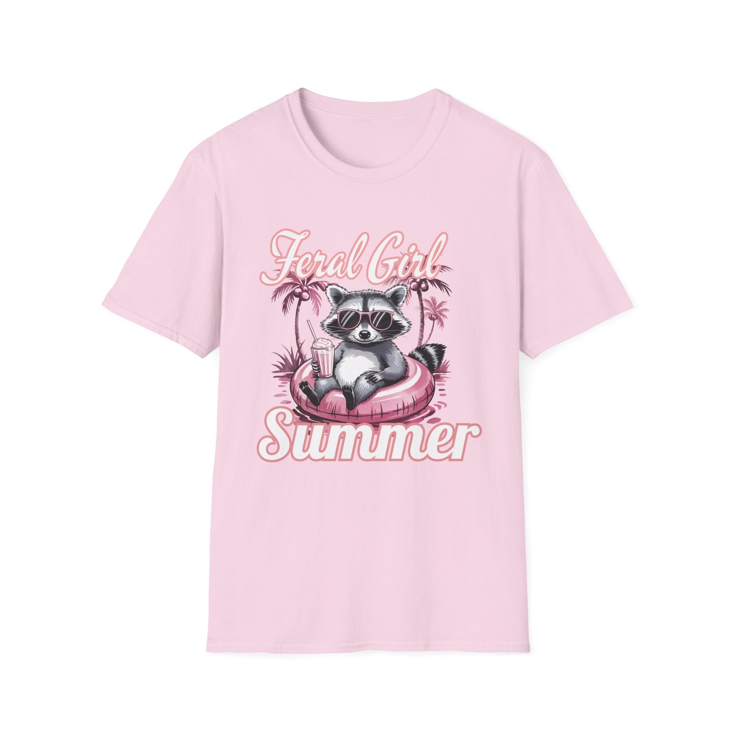 Feral Girl Summer, Trendy Summer T-Shirt, Cute Raccoon Tee, Summer Vibe Apparel, Casual Fashion, Gift for Animal Lovers, Beach Day Essentials