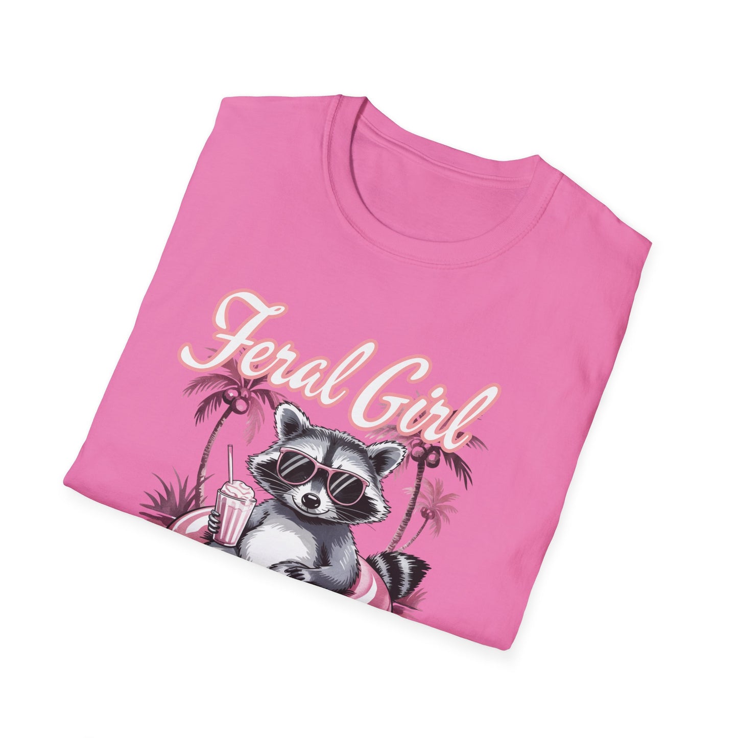 Feral Girl Summer, Trendy Summer T-Shirt, Cute Raccoon Tee, Summer Vibe Apparel, Casual Fashion, Gift for Animal Lovers, Beach Day Essentials