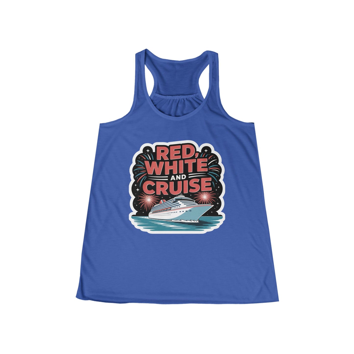 Red, White and Cruise Women's Flowy Racerback Tank - Perfect for Summer Cruises, 4th of July Celebrations, Beach Days, Vacation Wear, [...]