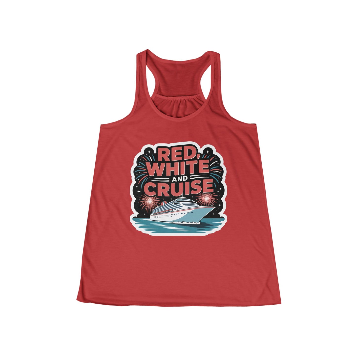 Red, White and Cruise Women's Flowy Racerback Tank - Perfect for Summer Cruises, 4th of July Celebrations, Beach Days, Vacation Wear, [...]