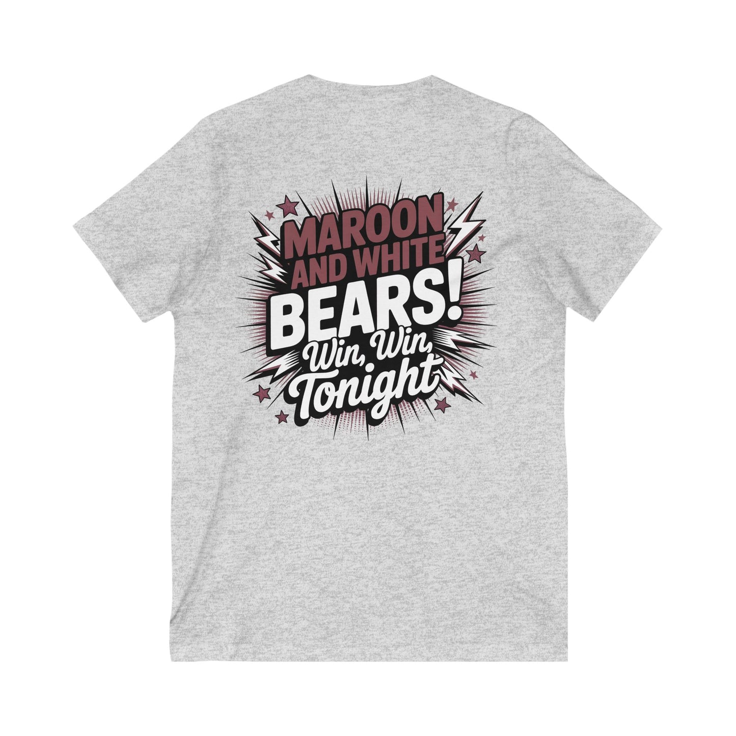 Maroon and White V-Neck, Cheerful Game Day Tee, Sport Fan Shirt, Team Spirit T-Shirt, Unisex V-Neck, Winning Vibes, Perfect for Sports Events