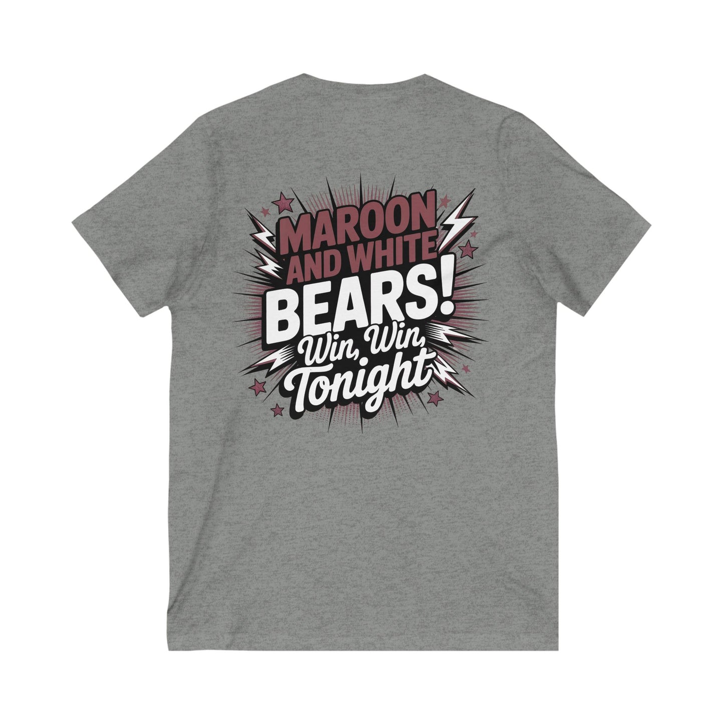 Maroon and White V-Neck, Cheerful Game Day Tee, Sport Fan Shirt, Team Spirit T-Shirt, Unisex V-Neck, Winning Vibes, Perfect for Sports Events