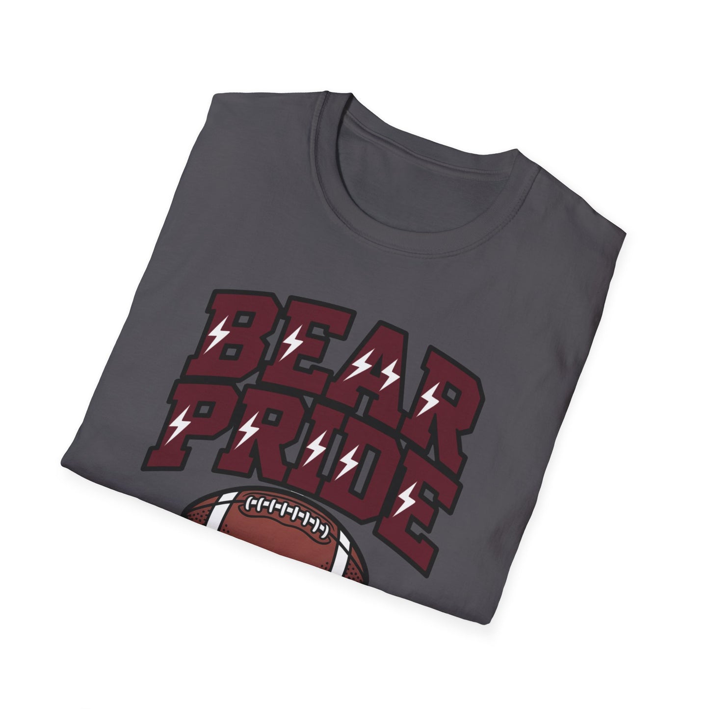 Bear Pride (Maroon Letters) Football T-Shirt, Unisex Softstyle Tee, Sports Fan Apparel, Gift for Dads, Graduation, Game Day Outfit
