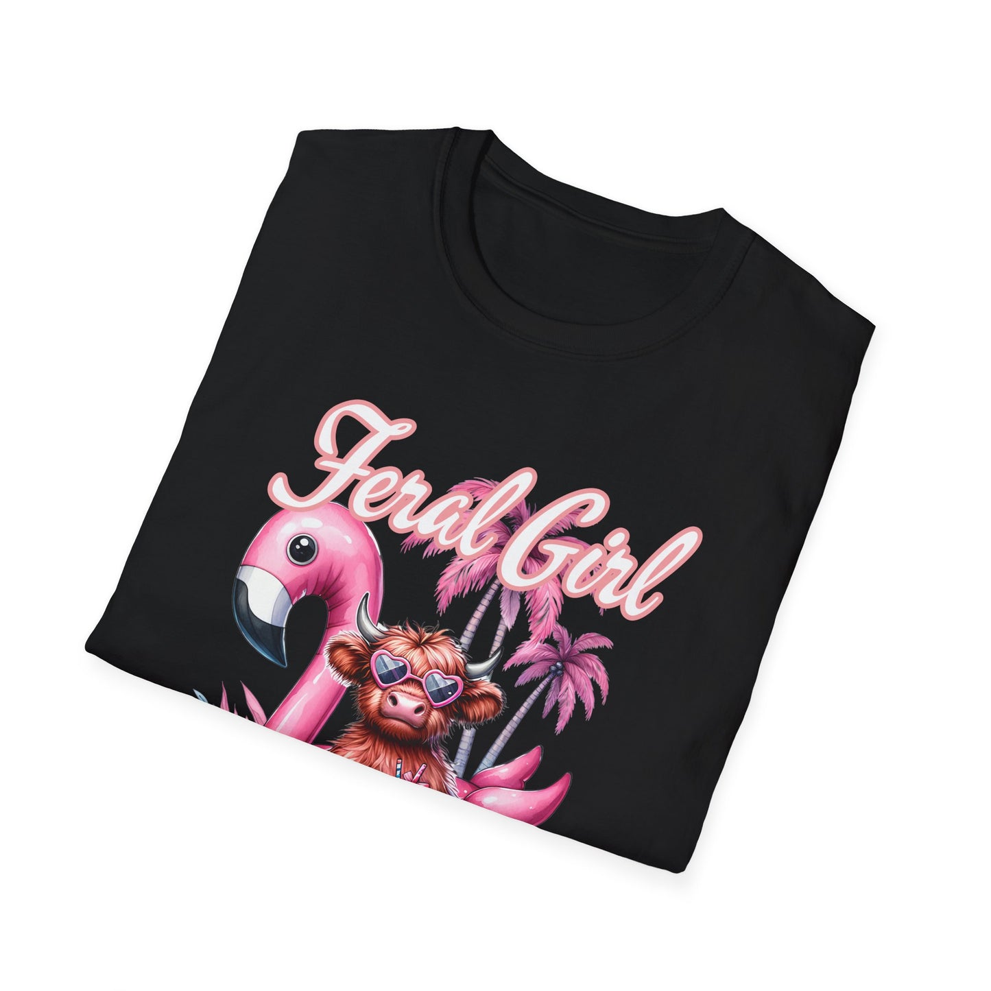 Highland Floral Girl Summer T-Shirt, Summer Apparel, Vacation Tee, Tropical Shirt, Beach Outfit, Gift for Her