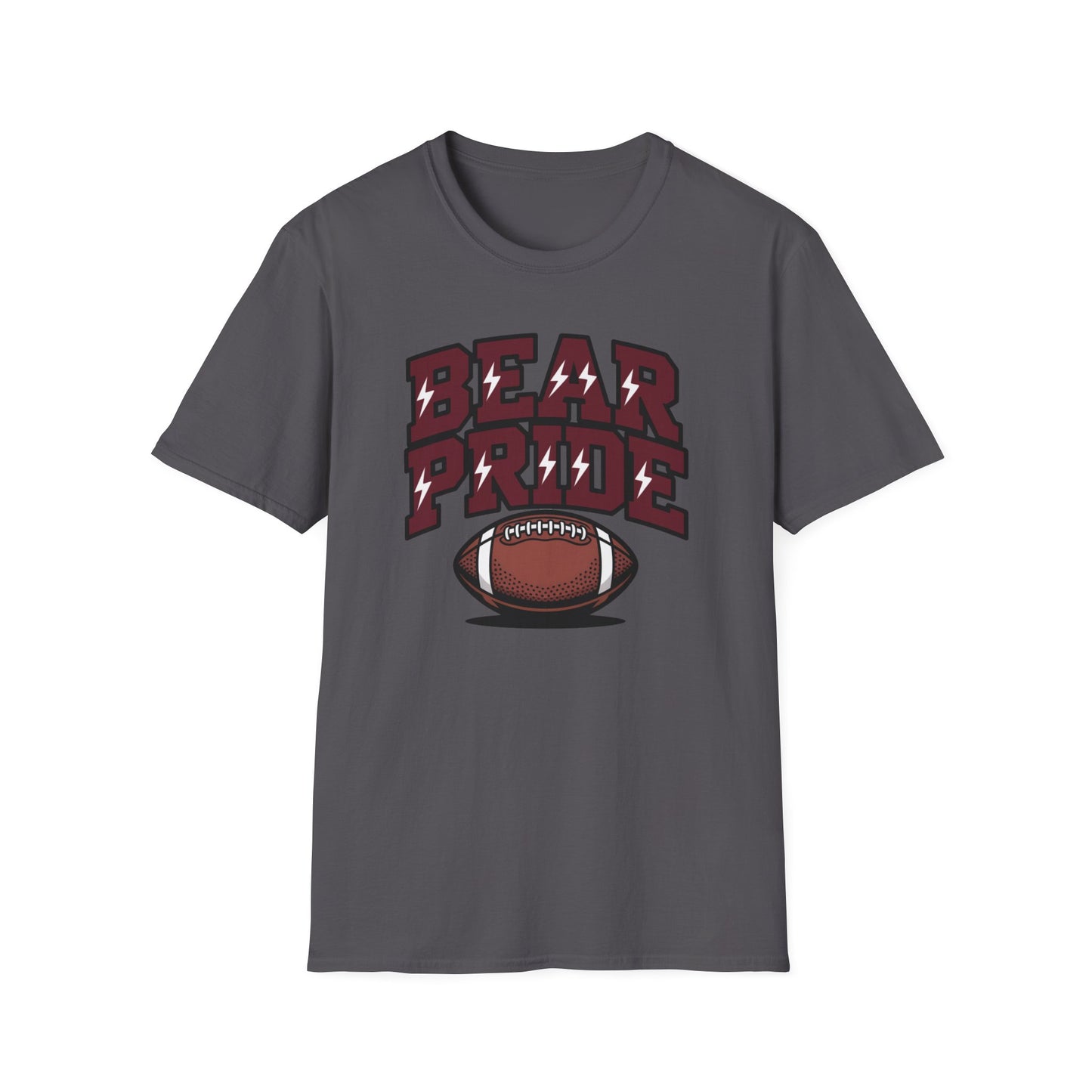 Bear Pride (Maroon Letters) Football T-Shirt, Unisex Softstyle Tee, Sports Fan Apparel, Gift for Dads, Graduation, Game Day Outfit