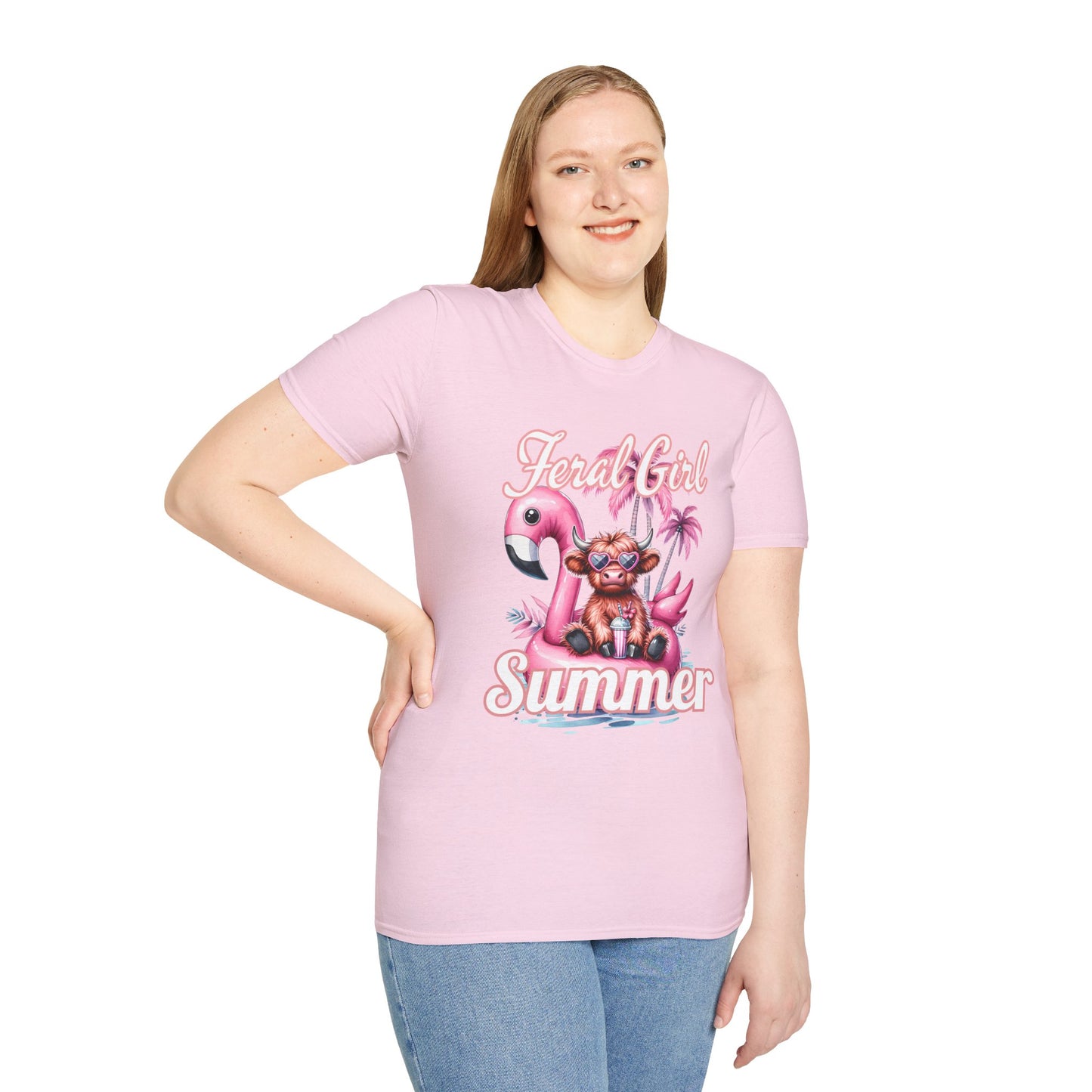 Highland Floral Girl Summer T-Shirt, Summer Apparel, Vacation Tee, Tropical Shirt, Beach Outfit, Gift for Her
