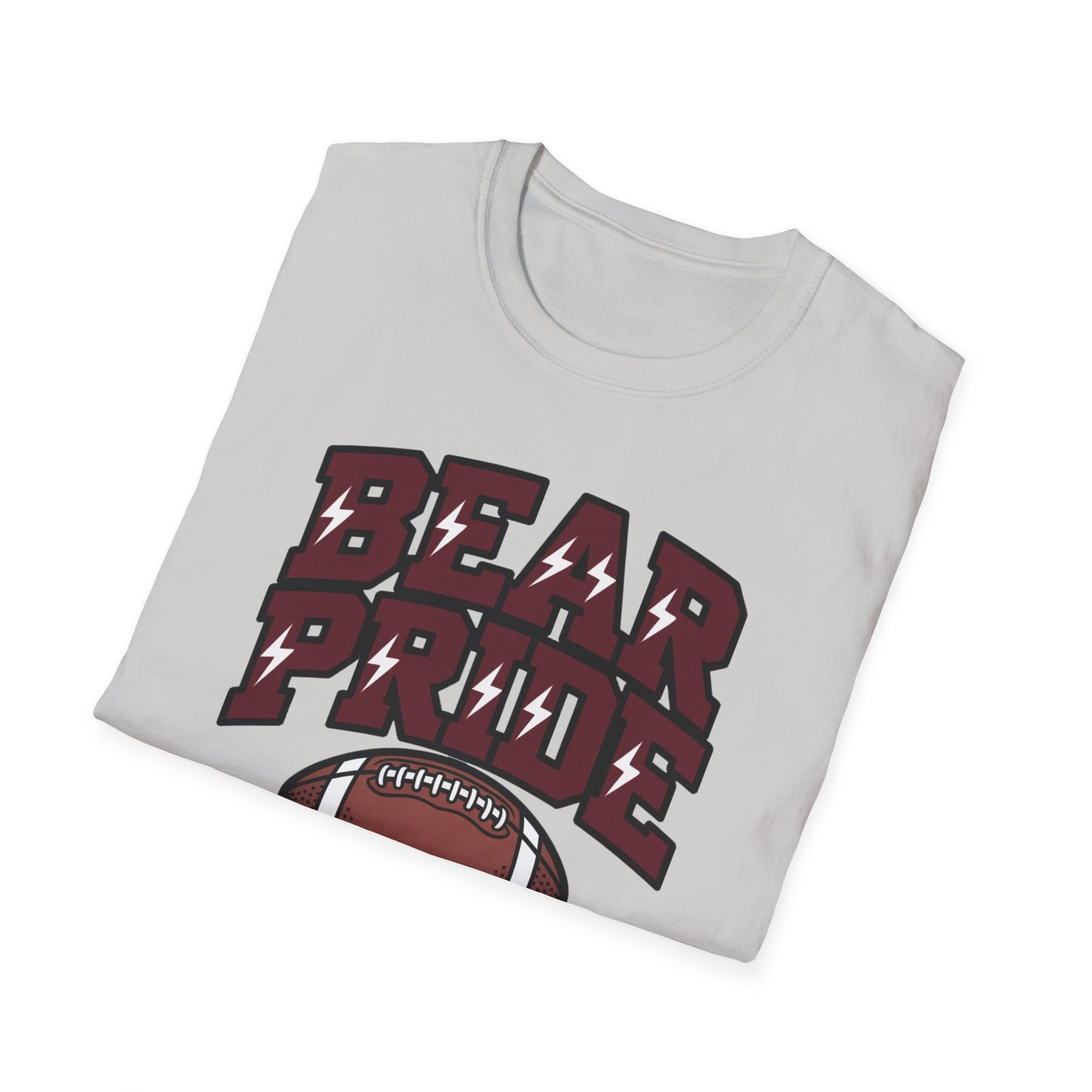 Bear Pride (Maroon Letters) Football T-Shirt, Unisex Softstyle Tee, Sports Fan Apparel, Gift for Dads, Graduation, Game Day Outfit